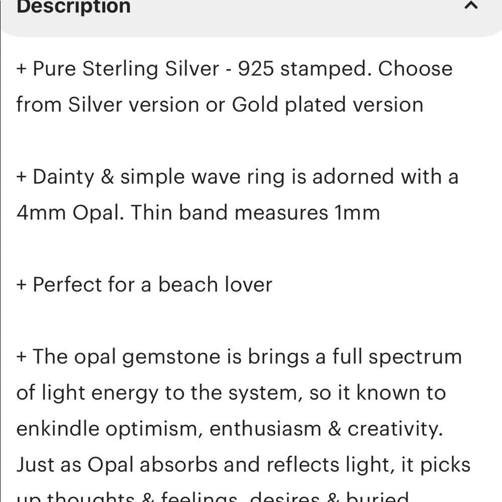 Opal Sterling Silver Gold Plated Modern Wave Ring NWT